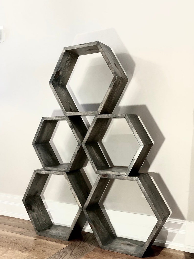 Shelves Hexagon Shelf Set of Three 3 Deep Etsy