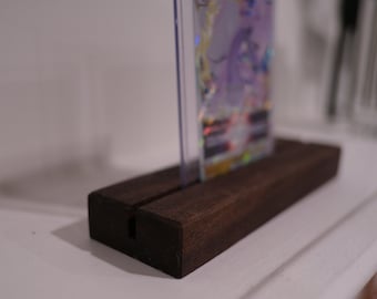 Handmade Hardwood Card Display Stand: Collectible Card Holder