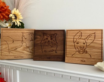 Custom Made Wooden Pet Portrait | Wood Engraving | Wood Art