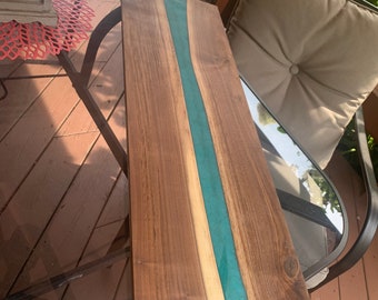 Black Walnut Charcuterie Board: Teal Blue River Serving Tray