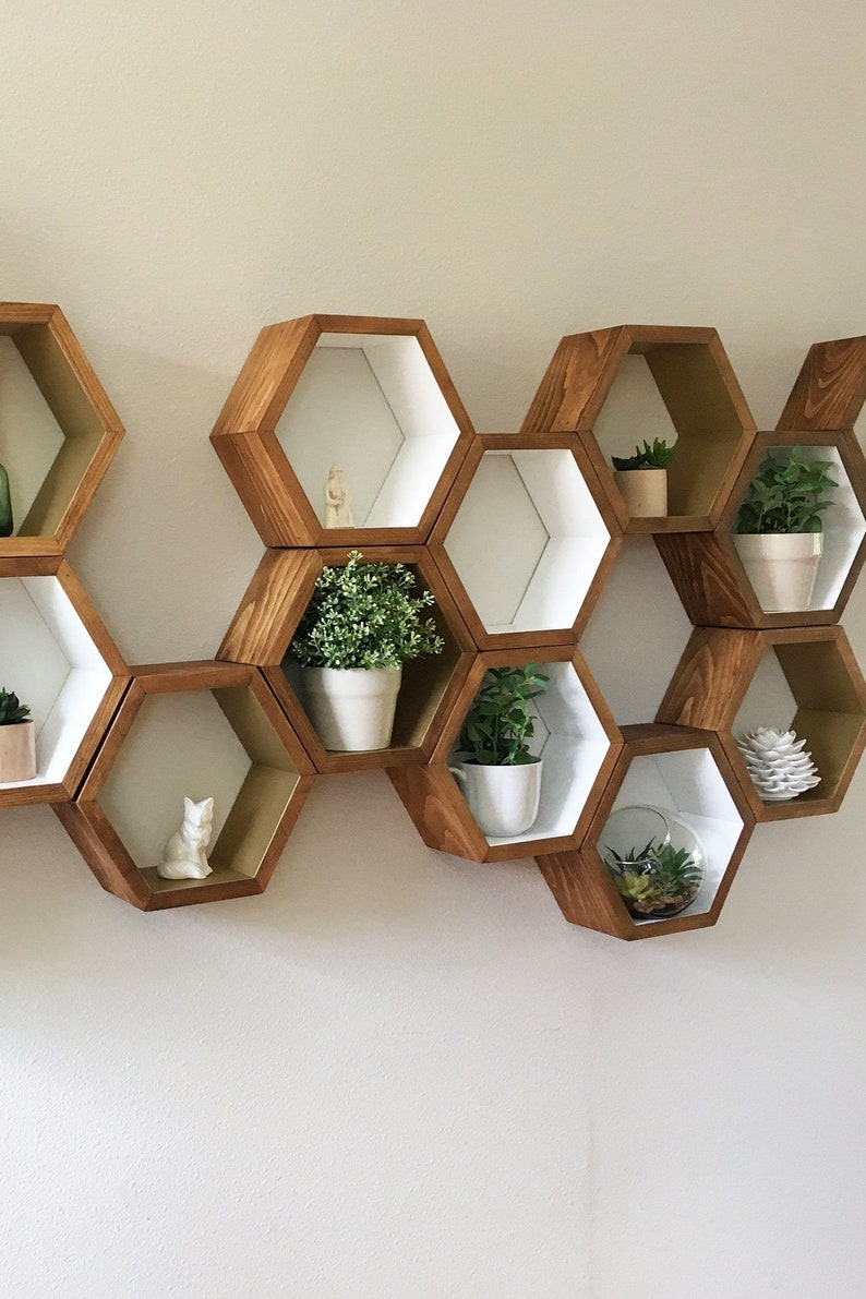 Shelves Hexagon Shelf Set of Three 3 Deep Etsy