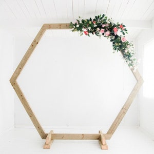 Wood Hexagon Arch 5ft/6ft/7ft/8ft Wedding Backdrop Wood Arch/Geometric Arch/Flower Arch with Stand Custom Wedding Prop image 3