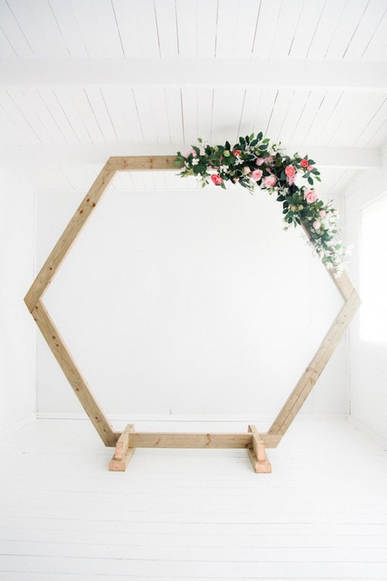 Wood Hexagon Arch 5ft/6ft/7ft/8ft Wedding Backdrop Wood Arch/Geometric Arch/Flower Arch with Stand Custom Wedding Prop image 3