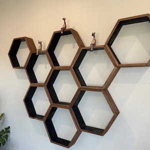 Oversized Honeycomb Shelves | 18x16 Hexagon Shelf | Set of Three (3) | Deep Shelf | Hexagon Shelves Custom Made