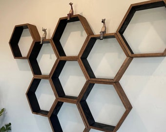 Oversized Honeycomb Shelves | 18x16 Hexagon Shelf | Set of Three (3) | Deep Shelf | Hexagon Shelves Custom Made