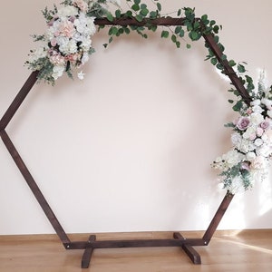 Wood Hexagon Arch 5ft/6ft/7ft/8ft Wedding Backdrop Wood Arch/Geometric Arch/Flower Arch with Stand Custom Wedding Prop image 1