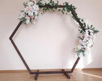 Wood Hexagon Arch 5ft/6ft/7ft/8ft | Wedding Backdrop | Wood Arch/Geometric Arch/Flower Arch with Stand | Custom Wedding Prop