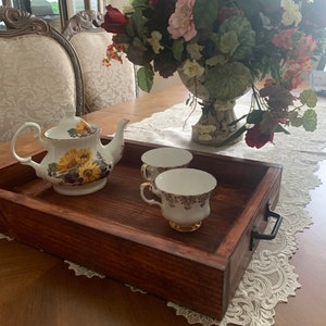 Ottoman Tray | Tea Tray | Large | Farmhouse Tray | Wooden Tray | Kitchen Tray | Breakfast Tray | Serving Tray | Wedding Decor