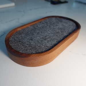 Handmade Hardwood Catch All Tray: Felt Lined Walnut Tray