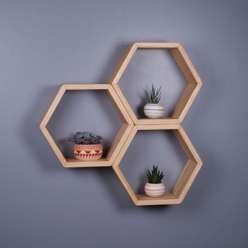 Shelves Hexagon Shelf Set of Three 3 Deep Etsy