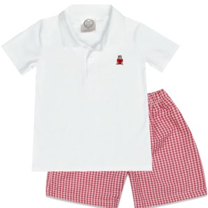 UGA boys&#39; outfit golf shirt and gingham shorts