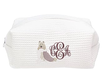 Personalized Embroidered Reveille Collie Monogram Makeup Bag | Waffle Cosmetic Bag | Texas A&M Graduation Gift 2026 | Gig Em