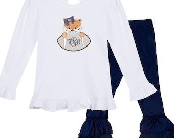 Auburn University girls&#39; outfit Long Sleeve with ruffle leggings