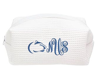 Cadeau de fin d'études brodé personnalisé 2026 | Trousse à maquillage monogramme Nittany Lion | Trousse à cosmétiques gaufrée | Nous sommes Penn State
