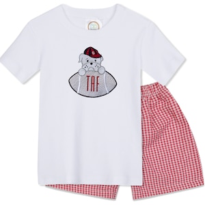 UGA football boys short sleeve gingham shorts