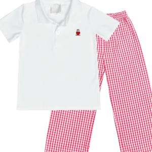 UGA boys&#39; outfit golf shirt and gingham pants