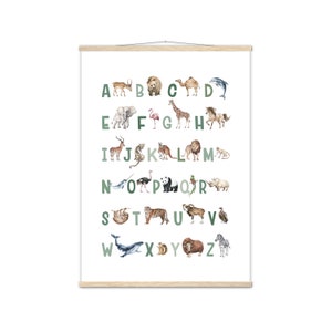 ENGLISH Alphabet Poster / Animal Alphabet / Nursery Decor / Kids Wall Art / Educational Poster / ABC Poster