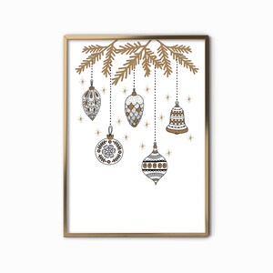 Bauble Christmas Print, Christmas Baubles Poster, Christmas Decor, Christmas Wall Art, Holiday Prints, Christmas Printable DIGITAL DOWNLOAD