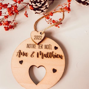 Personalized Wooden Christmas Ball Couple Our First Christmas