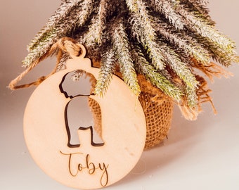 Personalized Wooden Christmas Ball Dog
