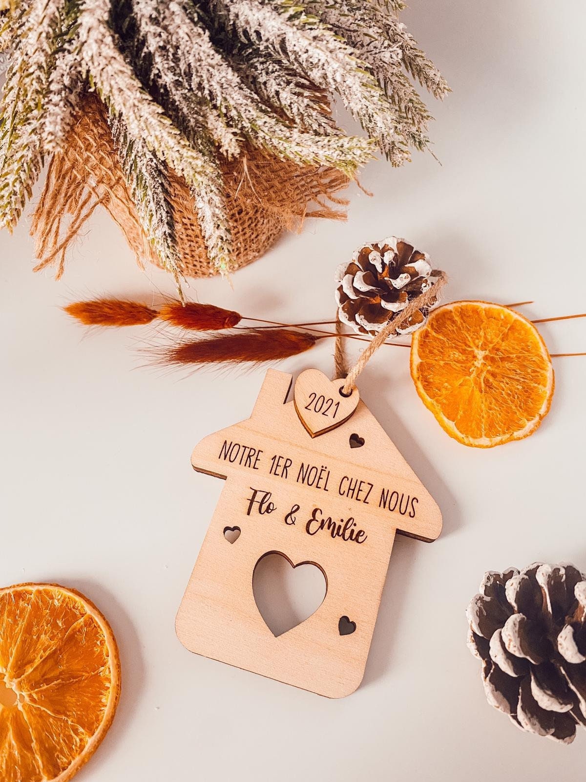 Boule de Noël en Bois Personnalisée Propriétaire & Locataire - Notre Premier Chez Nous