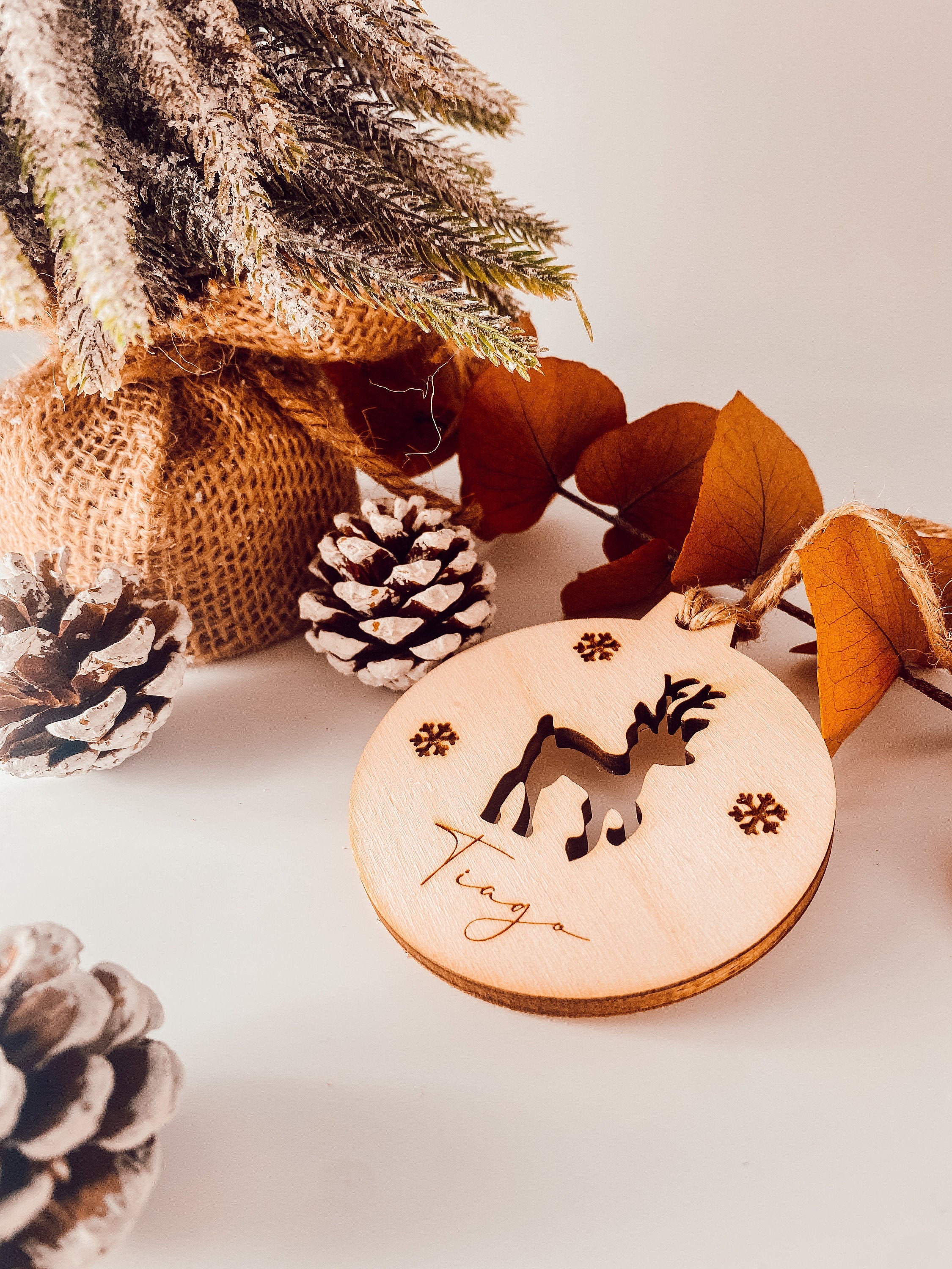 Boule de Noël en Bois Personnalisée Prénom