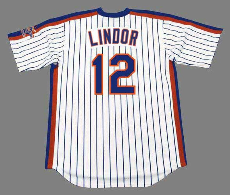 Francisco Lindor New York Mets 1986 Home Baseball Throwback 