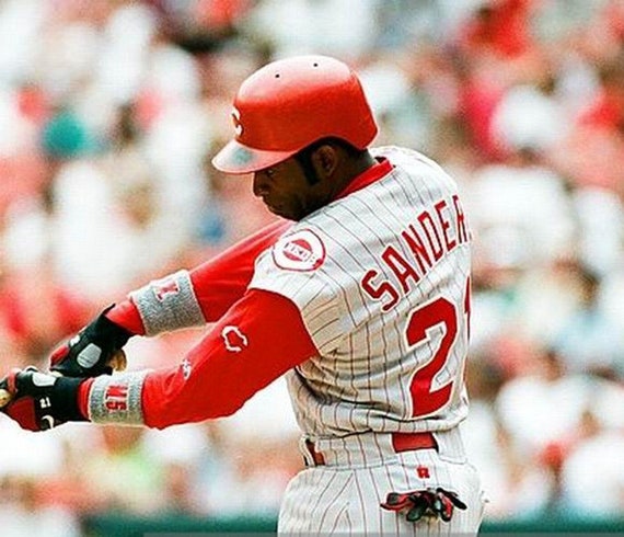 Deion Sanders Cincinnati Reds 1997 Away Baseball Throwback 