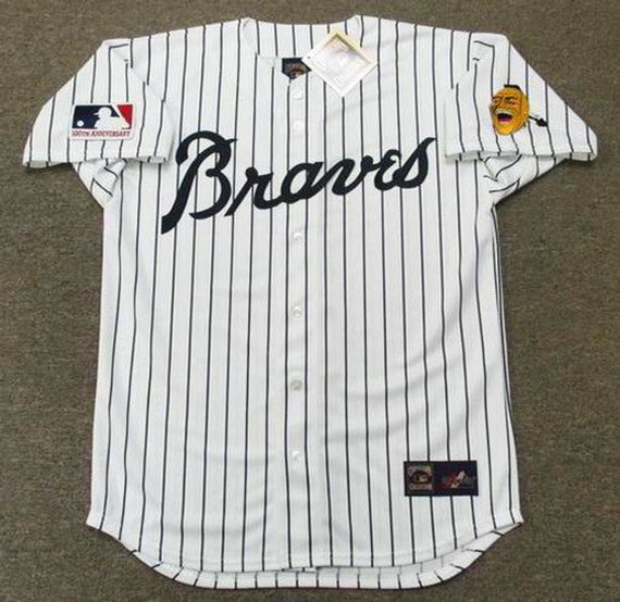 Mlb Atlanta Braves Pinstripe Jersey W/ Embroidered Logo