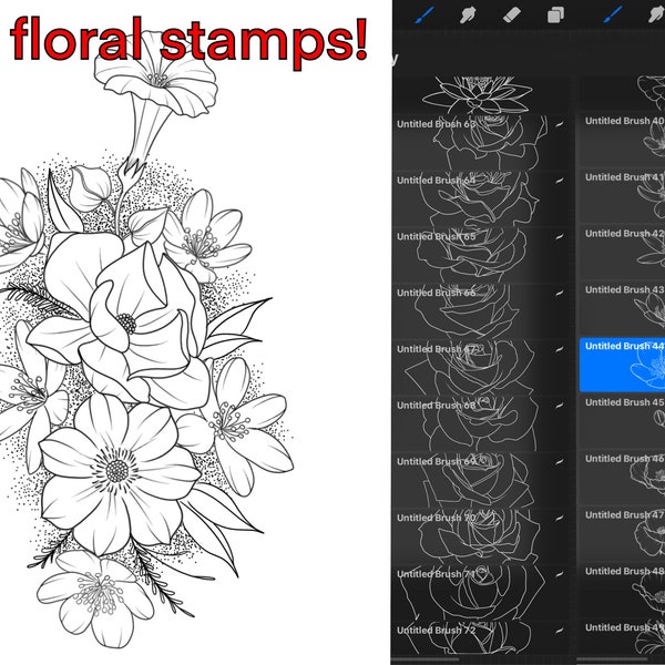 100 Blumenstempel für Stippling Tattoos