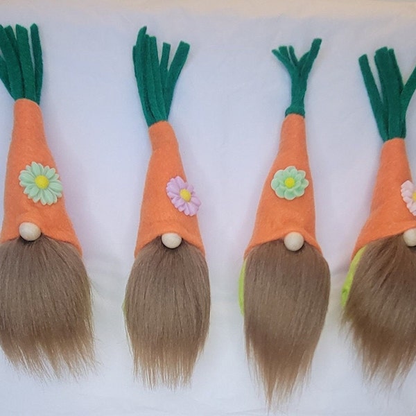 Carrot Gnome Miniature Magnets, Orange, Green Brown, Easter, Farmhouse, Handcrafted, Sock, Fridge, Decoration, Kitchen, Living Room, Accent