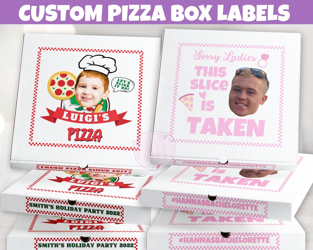 Custom Pizza Box Labels Printable Party Favors Personalized Etsy