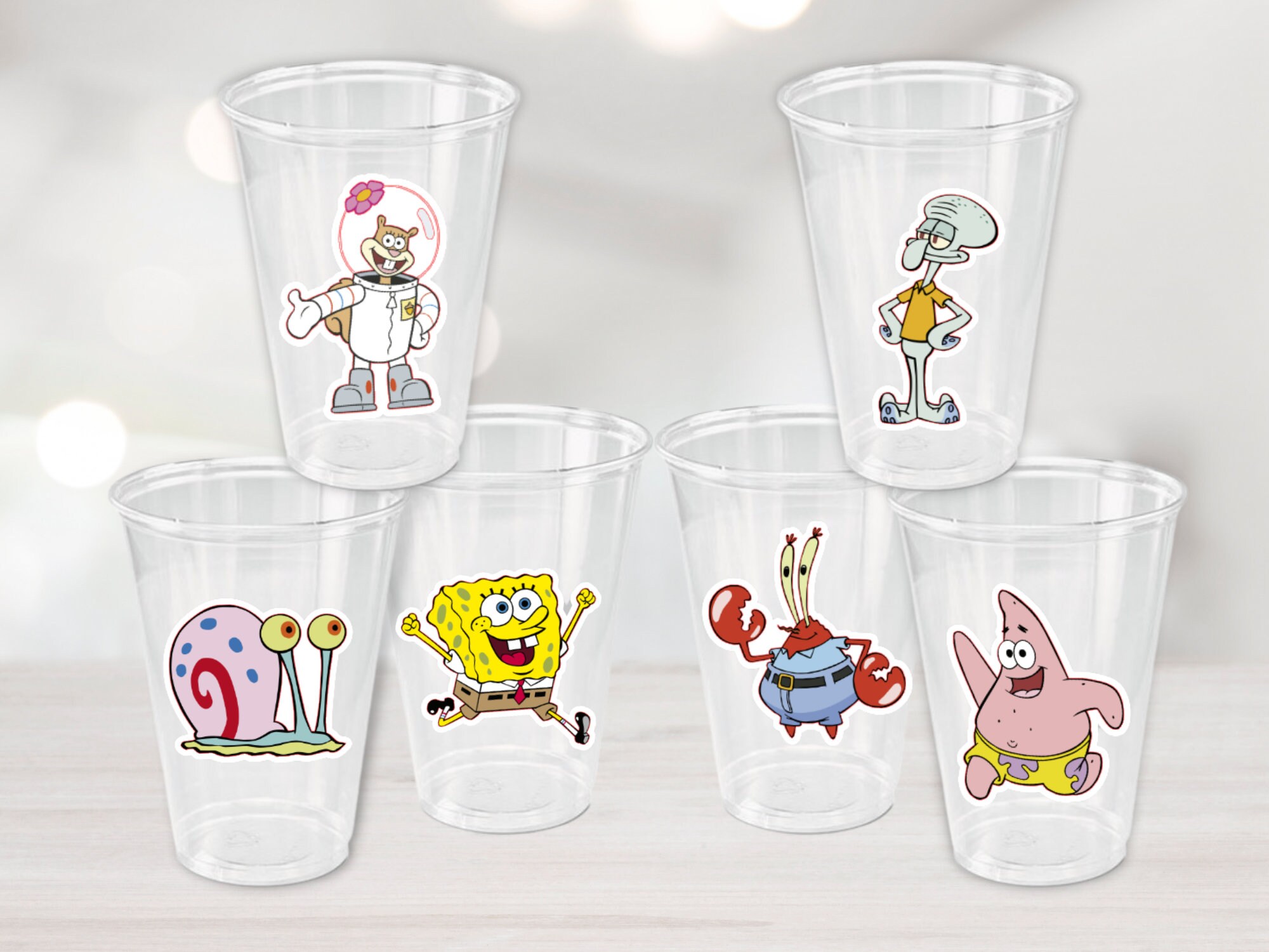 Waterproof Spongebob Water Bottle Labels Spongebob Birthday Etsy