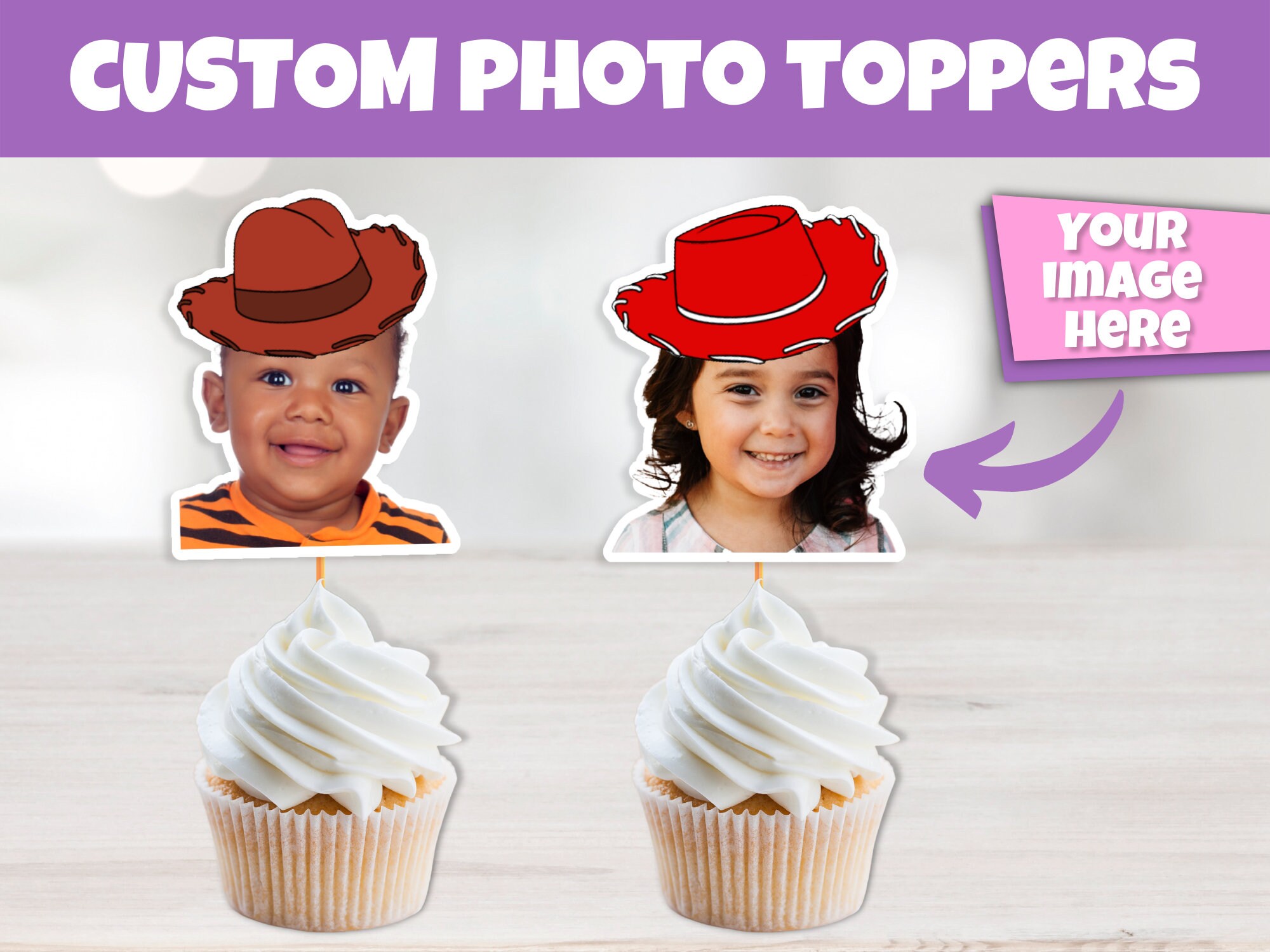 Kids Custom Photo Cupcake Toppers Toy 