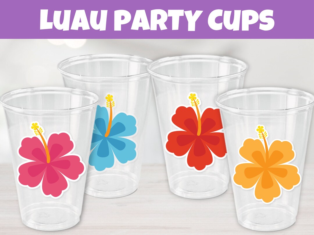 Luau Party Cups Luau Birthday Party Favors Hibiscus Flowers Etsy UK