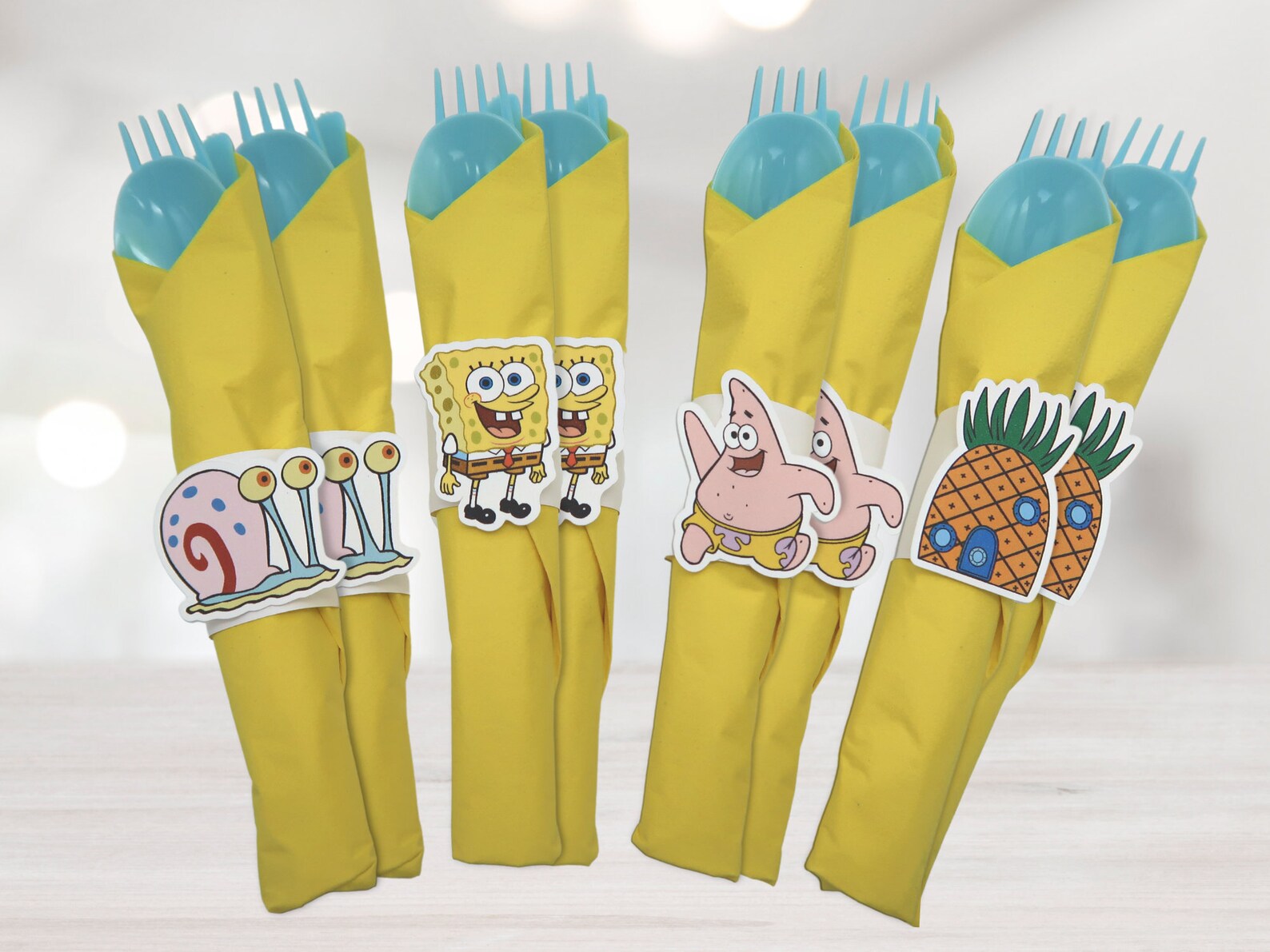 Waterproof Spongebob Water Bottle Labels Spongebob Birthday Etsy