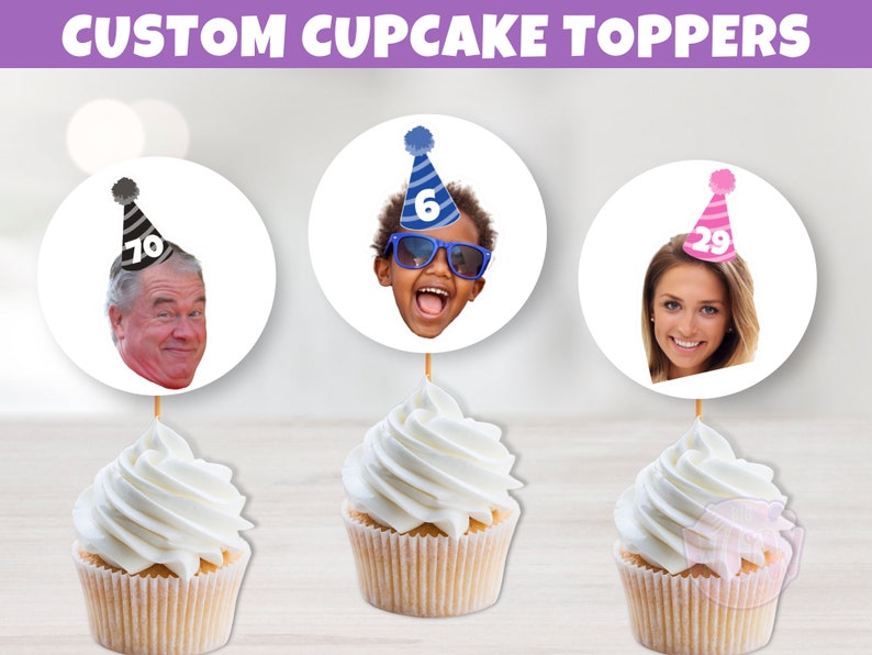 Custom Face Cupcake Toppers Printable Digital Download Etsy