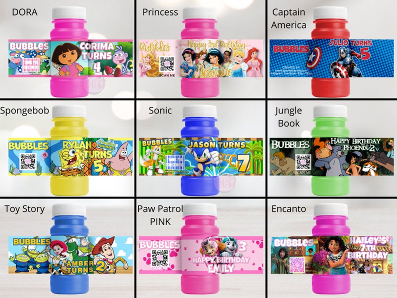 Custom Bubble Labels Kid's Personalized Party Favors Etsy