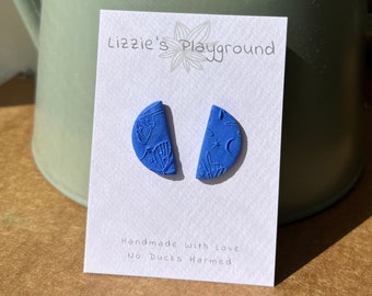 Royal Blue Butterfly Clay Stud Earrings! Handmade Polymer Clay Earrings | Boho Earrings | Statement Earrings