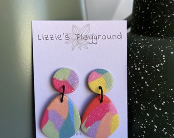 Multicolor Drop Earrings! Handmade Polymer Clay Earrings | Boho Earrings | Statement Earrings