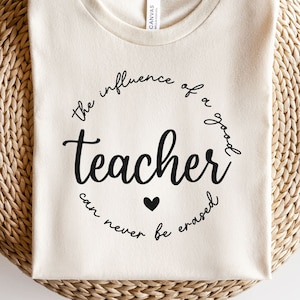 The Influence Of A Good Teacher Can Never Be Erased Svg, Teacher Svg, Teacher Shirt Svg, Back To School Svg, Funny Teacher Quotes Svg, Png