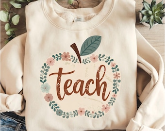 Teach Png, Teacher Png, Teacher Shirt Png, School Png, Retro Teach Png, Back To School Png, Boho Teacher Appreciation Png Sublimation Design
