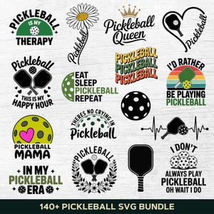 Pacchetto SVG di Pickleball, Design PNG di maglietta da giocatore di Pickleball, Divertente, Racchetta, Palla da Pickleball, File di taglio, Cricut, Silhouette, Download digitale