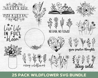 Blumen-Svg-Bundle, Wildblumen-Svg-Bundle, Blumen-Svg, Bleib Wild-Svg, Wildblumen-Svg, Blumenrahmen-Svg, Png, Shirt-Svg-Schnitt-Dateien für Cricut