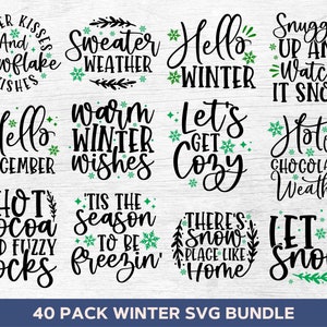 Winter Svg Bundle, Let It Snow Svg, Winter Png, Hello Winter Svg, Winter Sign Svg Winter Shirt Svg Divertidos refranes de invierno Cortar archivos para Cricut