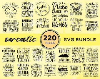 Pacote Sarcástico Svg, Svg engraçado, Sarcasmo Svg, Designs Svg de ditados engraçados, Arquivos Svg de citações para Cricut Svg, Mom Life Svg, Mom Svg para camisas