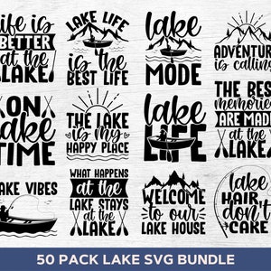 Paquete de lago svg, lago vida svg, lago png, lago casa svg, verano svg, camping svg, pesca svg, vacaciones svg, cortar archivos para cricut