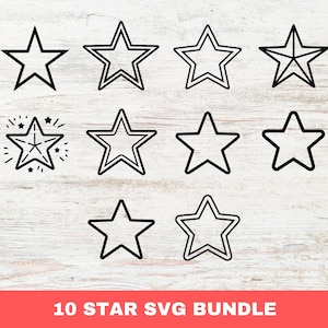 Star Svg Bundle, Star Png File, Star Clip Art, Star Cut Files For Cricut Design, Dxf, Eps, Silhouette, Digital Instant Download