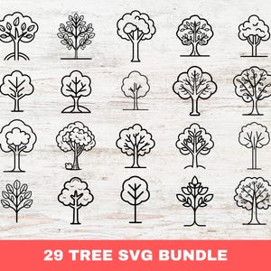 Tree Svg Bundle, Tree Png File, Tree Clip Art, Tree Cut Files For Cricut Design, Dxf, Eps, Silhouette, Digital Instant Download