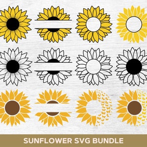 Pacote Svg de Girassol, Flor Svg, Floral Svg, Girassol Png, Flor Png, Floral Png, Arquivos de corte para Cricut